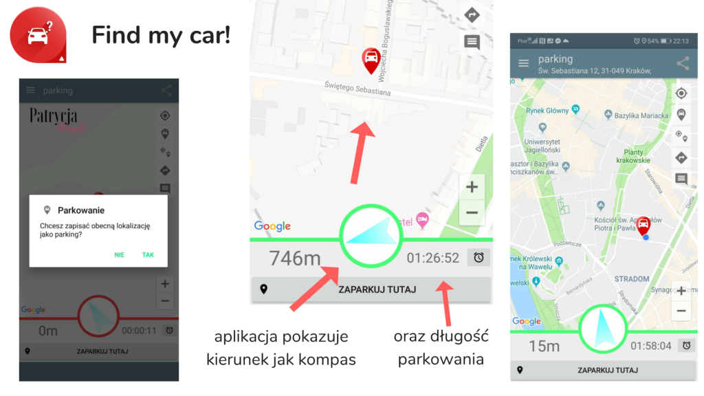 find my car, jak nie zgubić auta aplikacja dla kierowcy