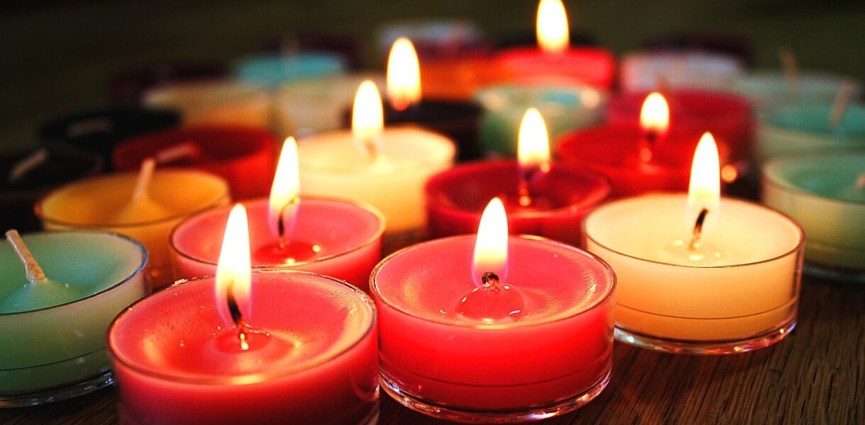 candles, flame, multicoloured